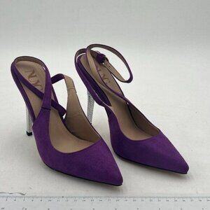 Purple Women Open Toe Slip on Sandals High Heel Slingbacks Braid Ball Party Shoe